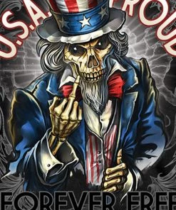 Hot Leathers GMS1369 Men’s ‘Short Sleeve Uncle Sam Poster Finger’ Black T-Shirt Riding Gear