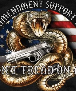 Hot Leathers GMS1371 Men’s ‘2nd Amendment Rattler’ Black T-Shirt Riding Gear