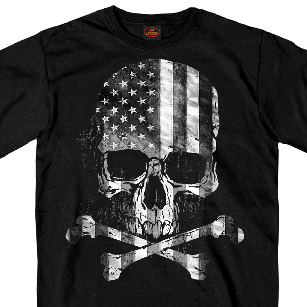 Hot Leathers GMS1372 Men’s ‘Flag Skull’ Black T-Shirt Riding Gear