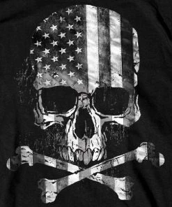 Hot Leathers GMS1372 Men’s ‘Flag Skull’ Black T-Shirt Riding Gear