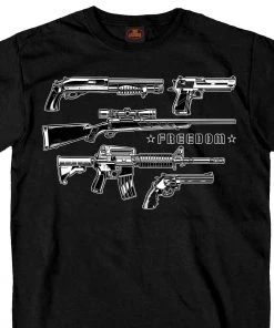 Hot Leathers GMS1409 Men’s ‘Freedom Guns‘ Short Sleeve Black T-Shirt