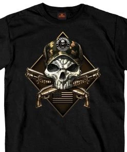 Hot Leathers GMS1415 Men’s ‘2nd Amendment Camo Skull‘ Short Sleeve Black T-Shirt Riding Gear