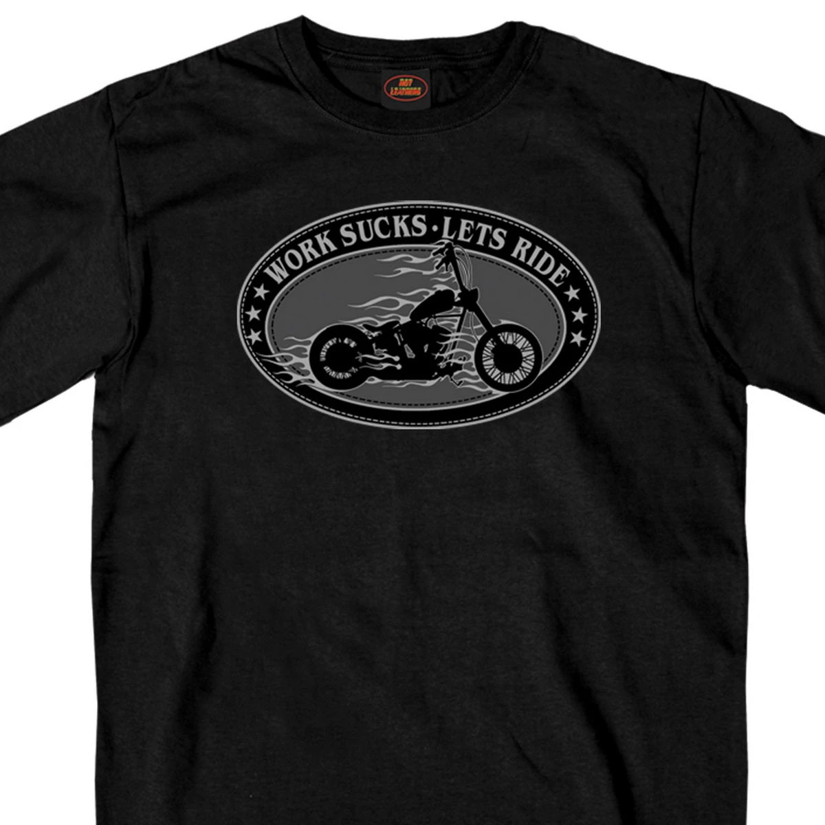 Hot Leathers GMS1419 Men’s ‘Works Sucks, Lets Ride‘ Short Sleeve Black T-Shirt Riding Gear