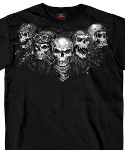 Hot Leathers GMS1423 Men’s ‘Five Skull‘ Short Sleeve Black T-Shirt