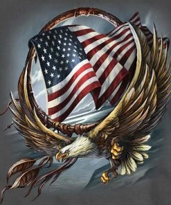 Riding Gear Hot Leathers GMS1427 Men’s ‘Hoop Eagle‘ Short Sleeve Charcoal T-Shirt