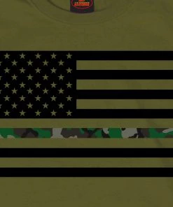 Hot Leathers GMS1444 Mens Thin Line Camo USA Flag Military Green T-Shirt