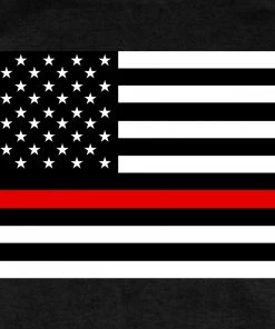 Riding Gear Hot Leathers GMS1446 Mens Thin Red Line USA Flag Black T-Shirt