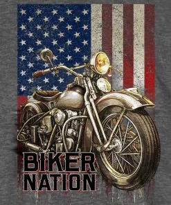 Riding Gear Hot Leathers GMS1462 Mens Classic Cycle Flag Charcoal Heather Gray T-Shirt