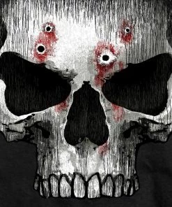 Riding Gear Hot Leathers GMS1467 Mens Jumbo Print Skull Bullet Holes Black T-Shirt
