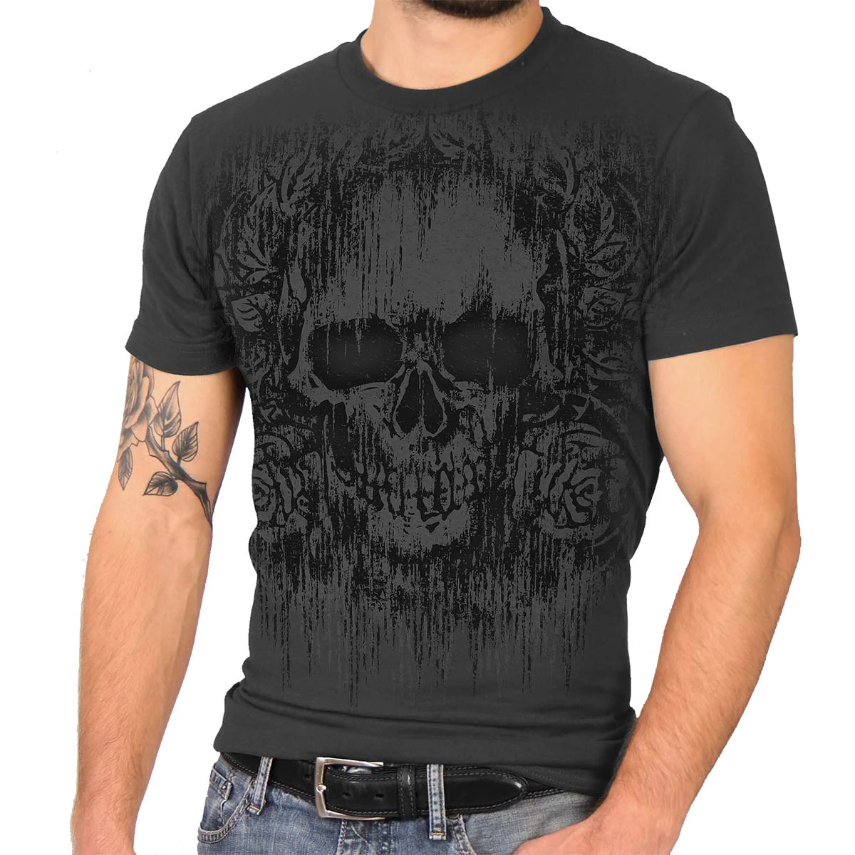 Riding Gear Hot Leathers GMS1478 Men's Heather Gray 'Grave Rub' T-Shirt