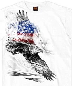 Hot Leathers GMS1479 Men's Short Sleeve Pencil Eagle Patriotic White T-Shirt Riding Gear