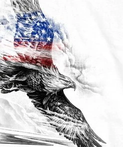 Hot Leathers GMS1479 Men's Short Sleeve Pencil Eagle Patriotic White T-Shirt Riding Gear