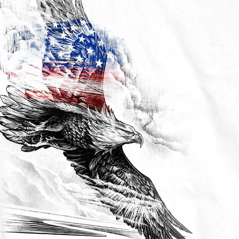 Hot Leathers GMS1479 Men's Short Sleeve Pencil Eagle Patriotic White T-Shirt Riding Gear