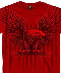 Hot Leathers GMS1482 Men’s Short Sleeve Upwing Eagle Red Cardinal T-Shirt Riding Gear