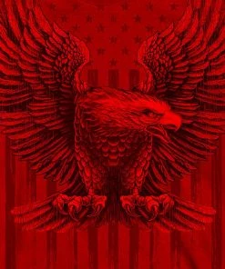 Hot Leathers GMS1482 Men’s Short Sleeve Upwing Eagle Red Cardinal T-Shirt Riding Gear