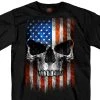 Riding Gear Hot Leathers GMS1483 Men's Short Sleeve Patriotic Skull Black T-Shirt
