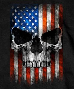 Riding Gear Hot Leathers GMS1483 Men's Short Sleeve Patriotic Skull Black T-Shirt