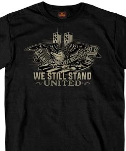 Hot Leathers GMS1493 Men's Black'9-11 United We Stand Eagle' T-Shirt