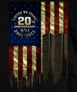 Hot Leathers GMS1494 Men's Black '9-11 Skyline And USA Flag' T-Shirt Riding Gear