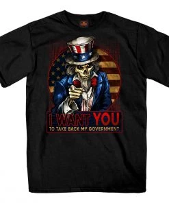 Hot Leathers GMS1527 Men’s Black Short Sleeve Uncle Sam Government T-Shirt Riding Gear