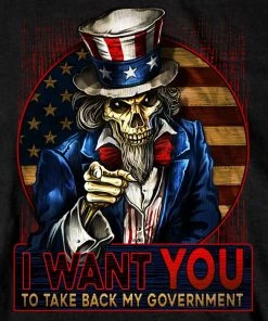 Hot Leathers GMS1527 Men’s Black Short Sleeve Uncle Sam Government T-Shirt Riding Gear