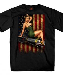Hot Leathers GMS1528 Men’s Black Patriotic Pinup T-Shirt