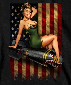 Hot Leathers GMS1528 Men’s Black Patriotic Pinup T-Shirt