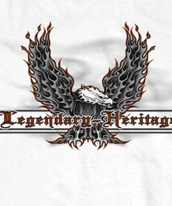 Riding Gear Hot Leathers GMS2009 Men’s ‘Flaming Up Wings Eagle’ Long Sleeve White T-Shirt