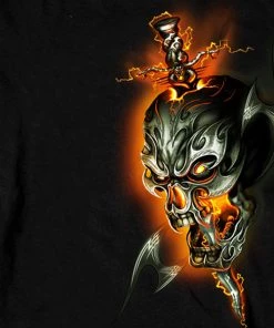 Hot Leathers GMS2068 Men’s ‘Electric Skull’ Long Sleeve Black T-Shirt