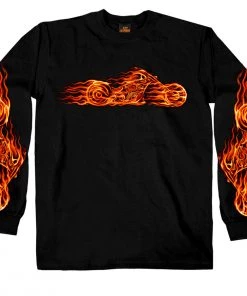 Hot Leathers GMS2070 Men’s ‘Hell Bike’ Long Sleeve Black T-Shirt Riding Gear