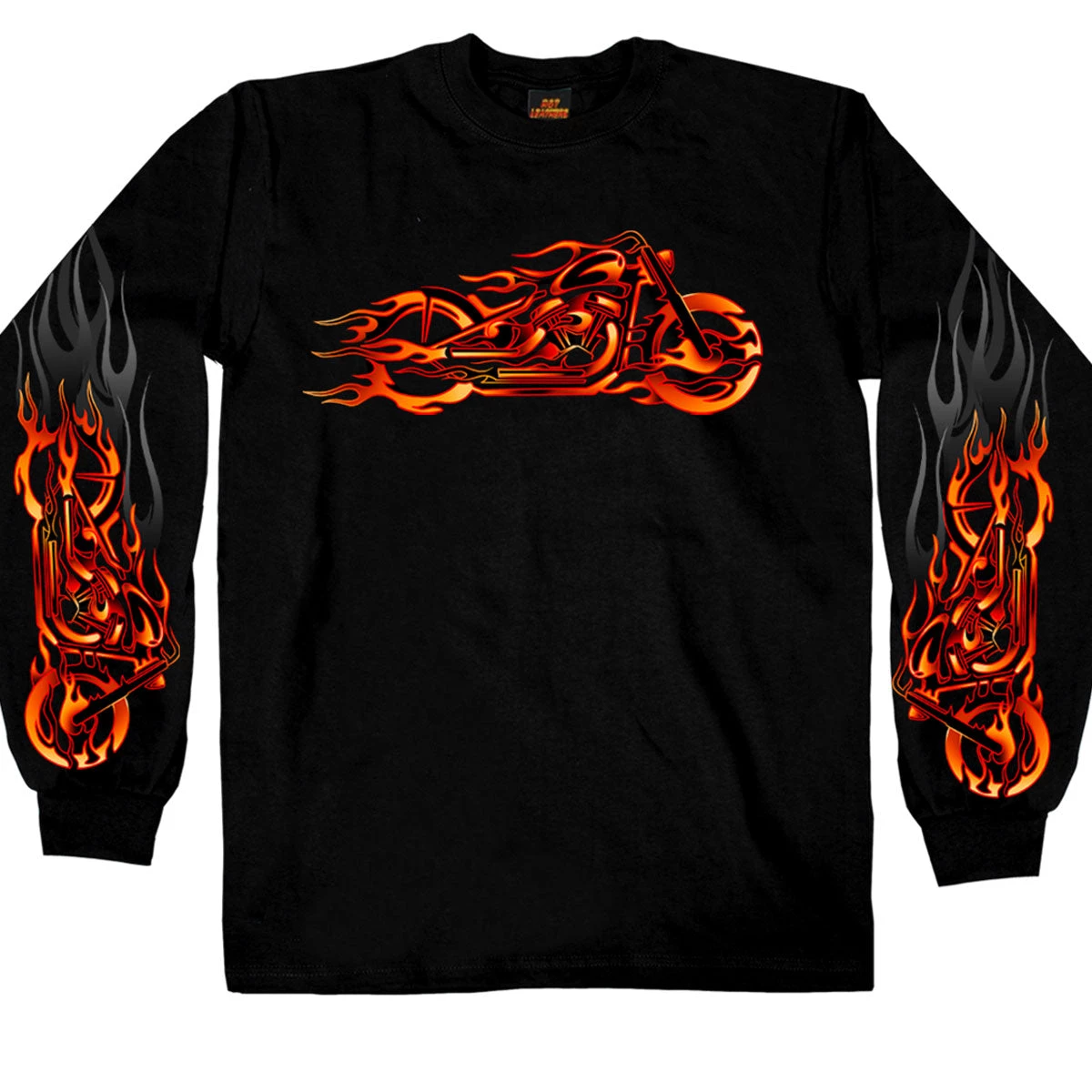 Riding Gear Hot Leathers GMS2154 Men’s ‘Fire Bobber’ Long Sleeve Black T-Shirt