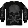 Riding Gear Hot Leathers GMS2305 Men’s ‘Jumbo Print Skull And Cross Bones Long Sleeve Black T-Shirt