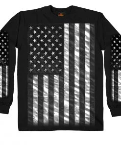 Hot Leathers GMS2393 Men’s ‘American Flag’ Long Sleeve Black T-Shirt Riding Gear