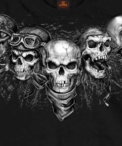 Hot Leathers GMS2423 Men’s ‘Five Skulls’ Long Sleeve Black T-Shirt Riding Gear