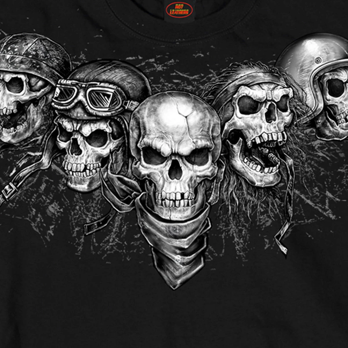 Hot Leathers GMS2423 Men’s ‘Five Skulls’ Long Sleeve Black T-Shirt Riding Gear