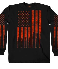 Hot Leathers GMS2430 Men’s ‘Flag Bullets’ Long Sleeve Black T-Shirt