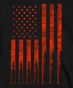 Hot Leathers GMS2430 Men’s ‘Flag Bullets’ Long Sleeve Black T-Shirt