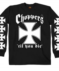 Hot Leathers GMS2455 Mens Classic Choppers 'Til You Die Black Long Sleeve Shirt Riding Gear