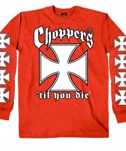 Riding Gear Hot Leathers GMS2456 Mens Classic Choppers 'Til You Die Red Long Sleeve Shirt