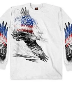 Hot Leathers GMS2479 Men's Long Sleeve Pencil Eagle Patriotic White Shirt