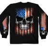 Hot Leathers GMS2483 Men's Long Sleeve Patriot Skull Black Shirt Riding Gear