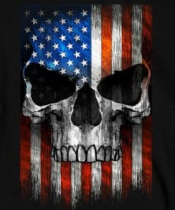 Hot Leathers GMS2483 Men's Long Sleeve Patriot Skull Black Shirt Riding Gear