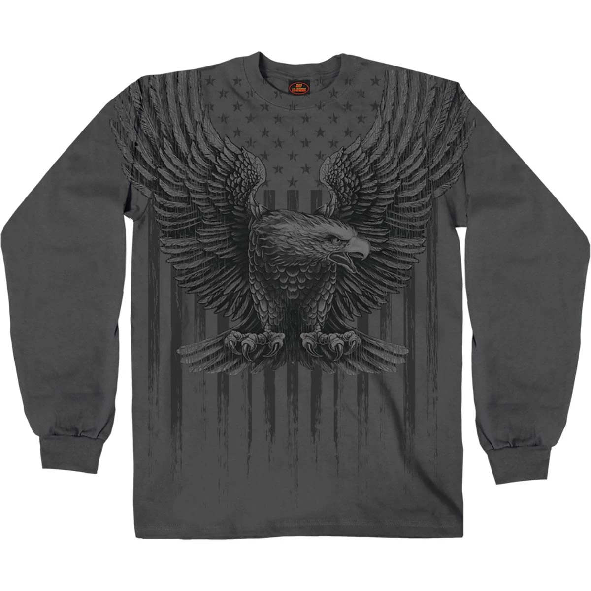 Hot Leathers GMS2524 Men's Charcoal Up-Wing Eagle Long Sleeve T-Shirt Riding Gear