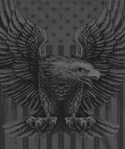 Hot Leathers GMS2524 Men's Charcoal Up-Wing Eagle Long Sleeve T-Shirt Riding Gear