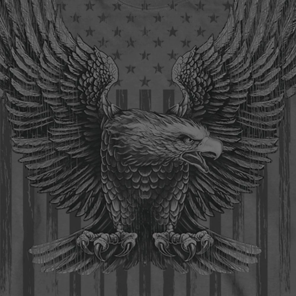 Hot Leathers GMS2524 Men's Charcoal Up-Wing Eagle Long Sleeve T-Shirt Riding Gear