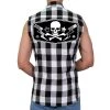 Riding Gear Hot Leathers GMS3490 Men’s Black And White Skull Sleeveless Flannel Shirt