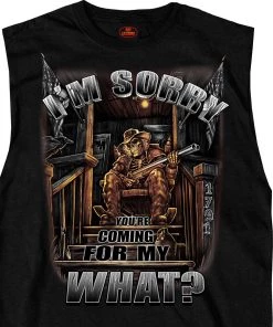 Hot Leathers GMT3337 Men’s Black'Coming For My What' Sleeveless T-Shirt Riding Gear