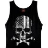 Hot Leathers GMT3429 Men’s ‘Flag Skull’ Black Tank Shirt Riding Gear