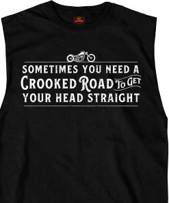 Hot Leathers GMT3438 Men’s Shooter Crooked Road Sleeveless Black Shirt Riding Gear