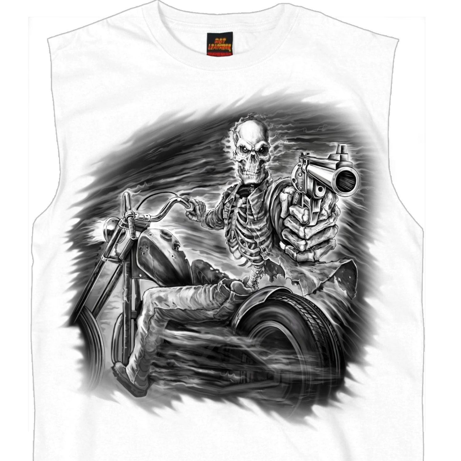 Riding Gear Hot Leathers GMT3459 Mens Assassin Rider White Sleeveless Shooter Tank Top